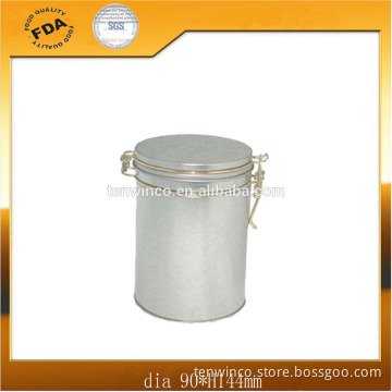 Round sealed tin can metal clip tea coffee tin box